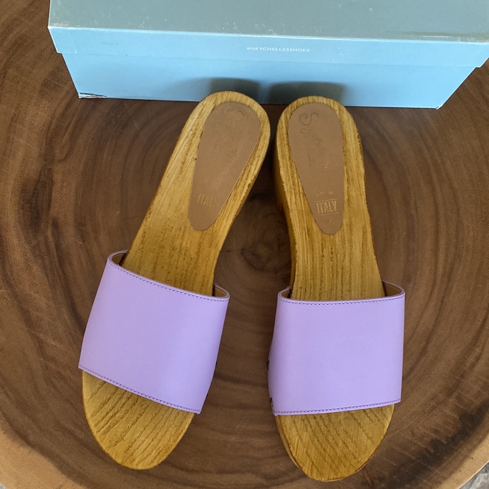 ๐ Anthropologie x Seychelles Marine Layer wooden Clog Sandals - Picture 4 of 11